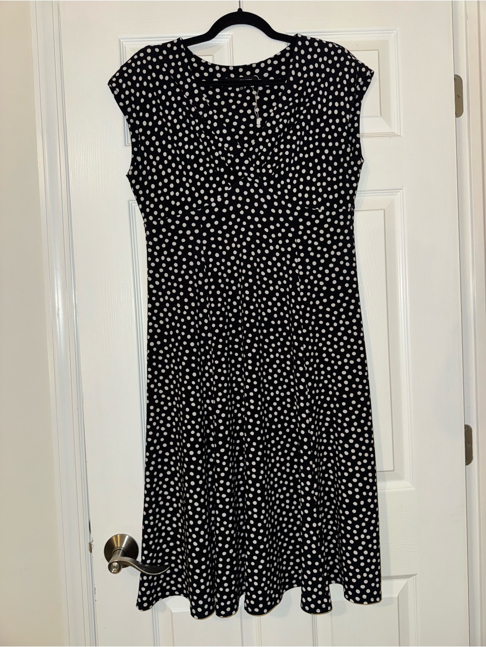 Jones New York Black and White Polka Dot Midi Dress